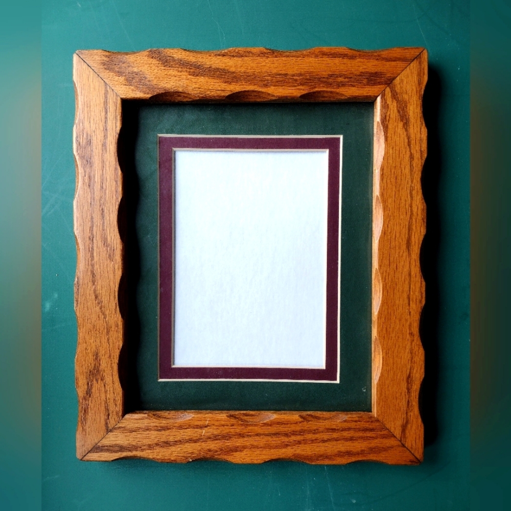 OAK WOOD PICTURE FRAME with DOUBLE MATTING